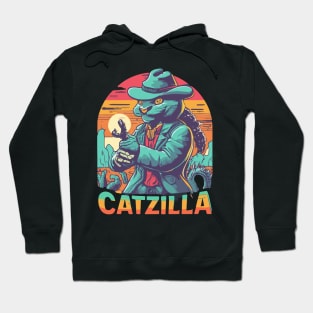 Vintage Catzilla Funny Cat Destroy Hoodie